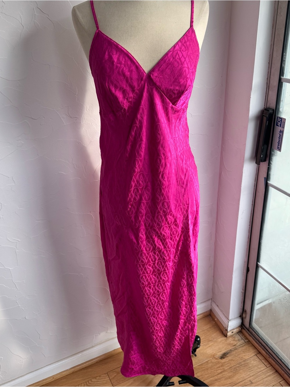 Y2K Victoria’s Secret Pink Satin Jacquard Maxi Slip Dress M